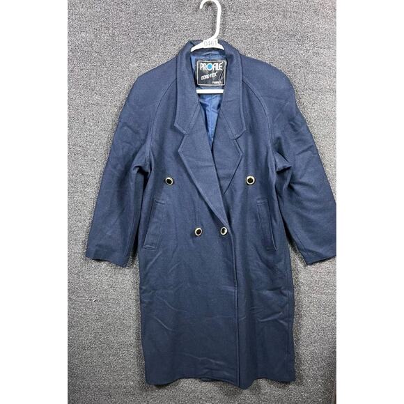 Profile Coat Womens Large Navy Gore-Tex Double Breasted Raglan Waterproof Lined - Picture 4 of 8